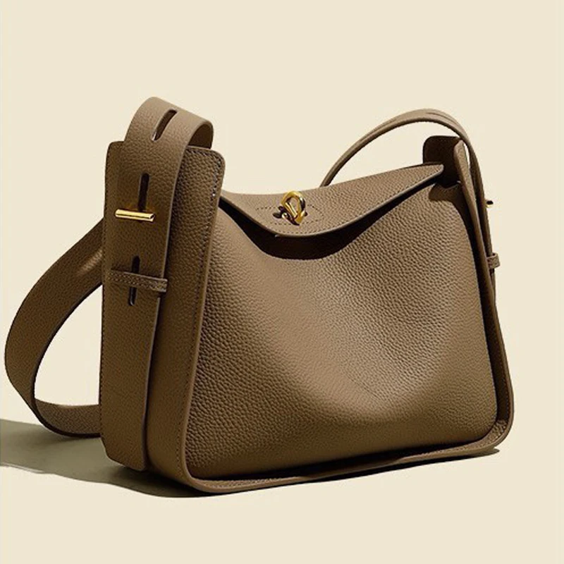 New Niche Luxury Designer Shoulder Crossbody Armpit Bag Head Layer Cowhide Leather Ladies Wide Shoulder Strap Large Capacity Bag