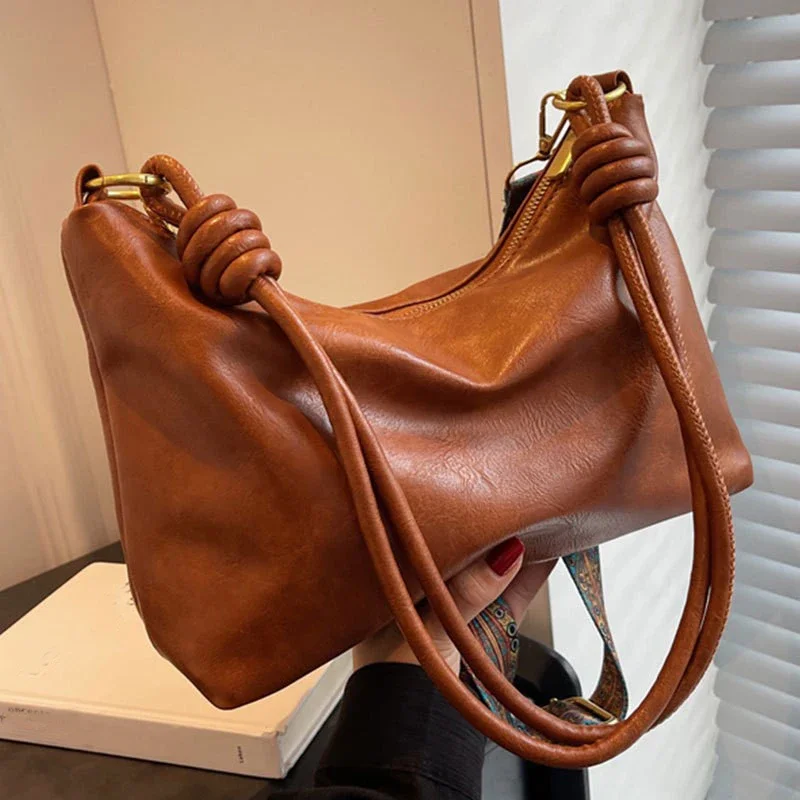 New fashionable women's bag, high-end soft leather texture, single shoulder bag, women's crossbody bag, geometric wide shoulder - Image 6