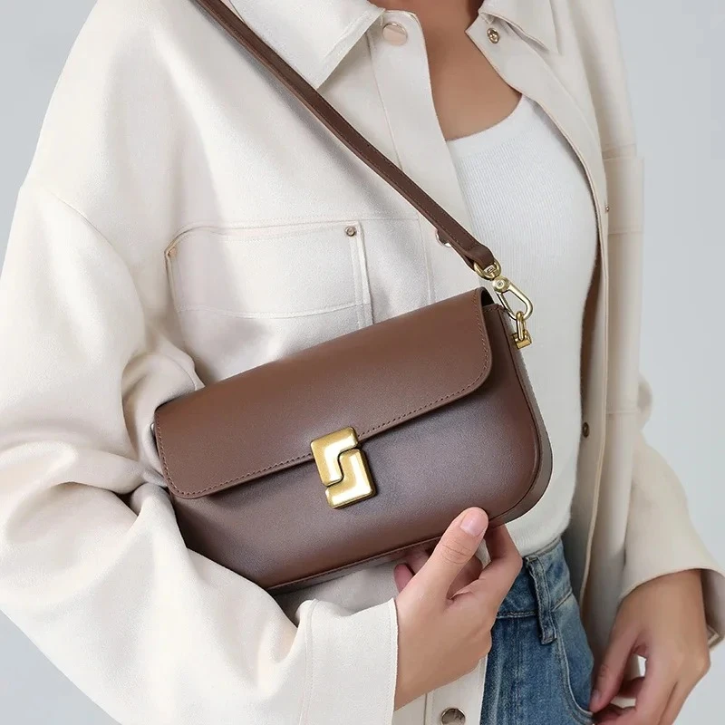 Women’s Split Leather Shoulder Bag Trend Brand Small Square Bags Luxury Designer Handbag Messenger bag for Female - Image 3