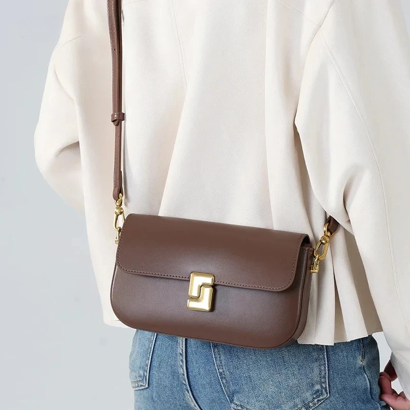 Women’s Split Leather Shoulder Bag Trend Brand Small Square Bags Luxury Designer Handbag Messenger bag for Female - Image 5