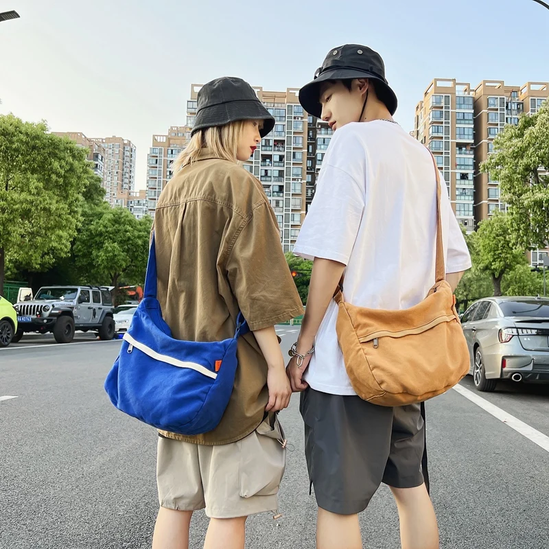 Canvas Bags For Women Vintage Handbags Casual Shoulder Crossbody Bag Eco Bag Korean Messenger Bag Y2K Unisex Black Shopper Bag - Image 3