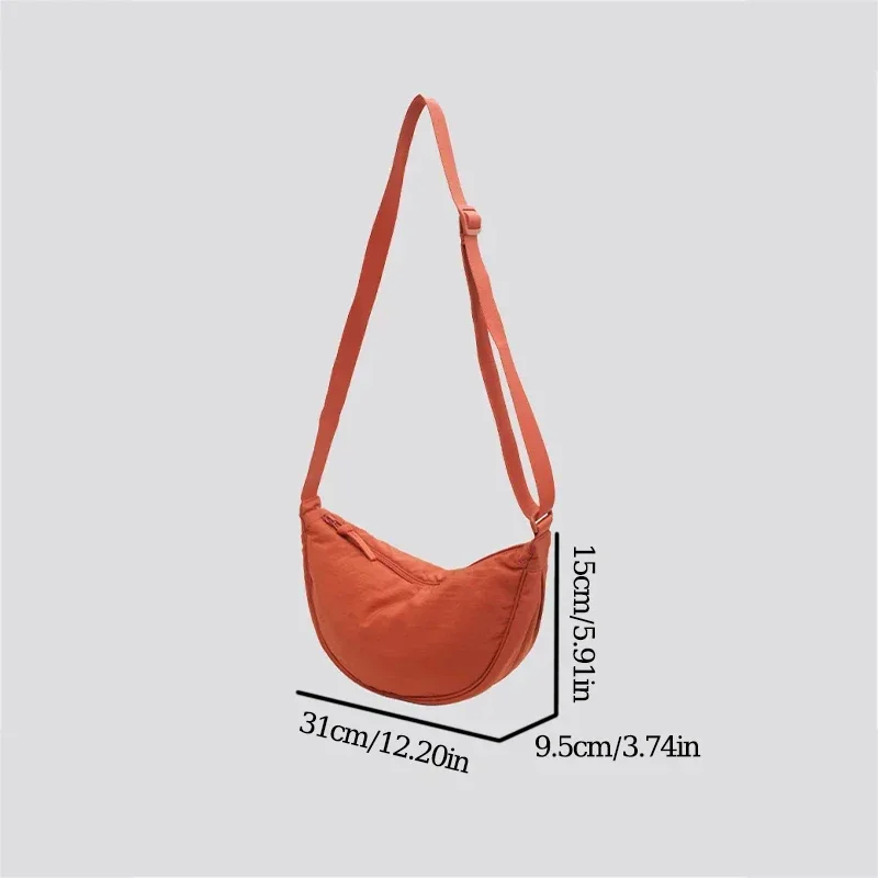 New Simple Casual Solid Color Nylon Large Capacity Women's Dumpling Bag for Travel & Commuting - Image 2