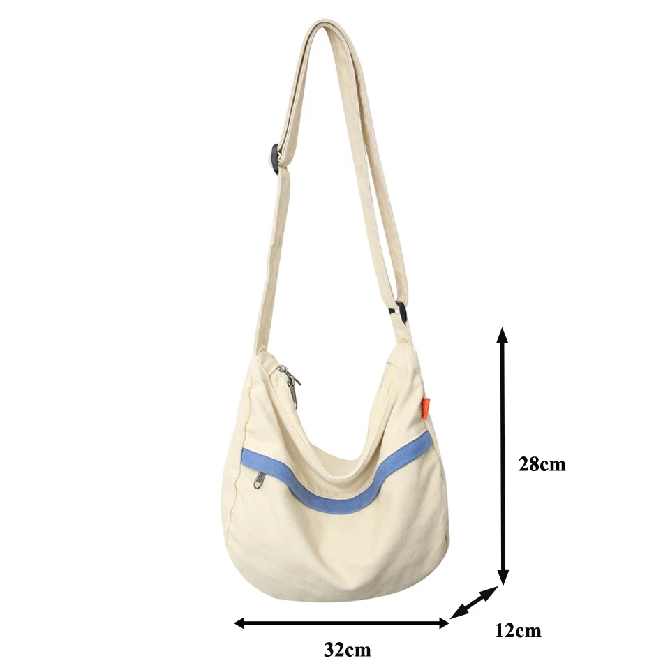 Canvas Bags For Women Vintage Handbags Casual Shoulder Crossbody Bag Eco Bag Korean Messenger Bag Y2K Unisex Black Shopper Bag - Image 6