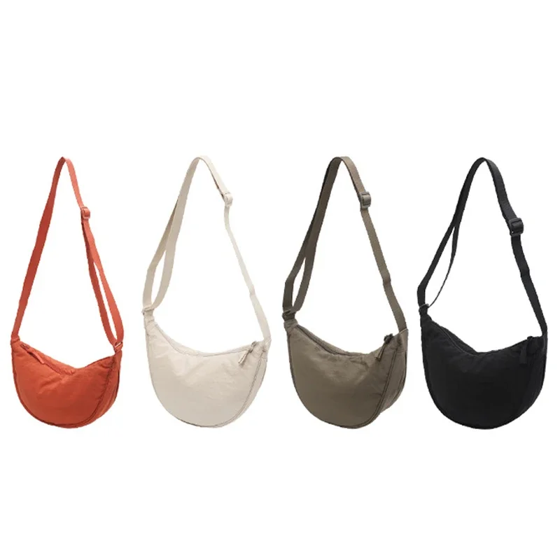 New Simple Casual Solid Color Nylon Large Capacity Women's Dumpling Bag for Travel & Commuting