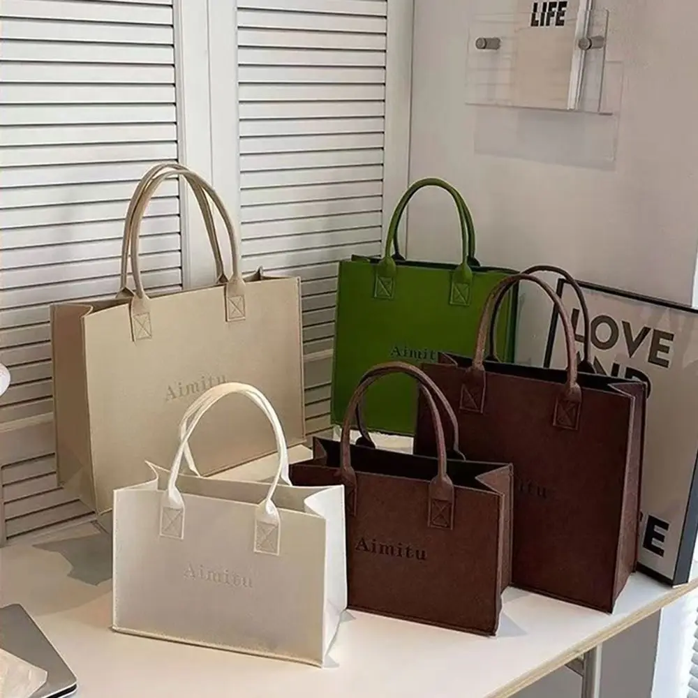 Fashion S/M/L Women Felt Shoulder Bag Simple Solid Color Messenger Bag Handbag Large Capacity Travel Casual Crossbody Bags - Image 2