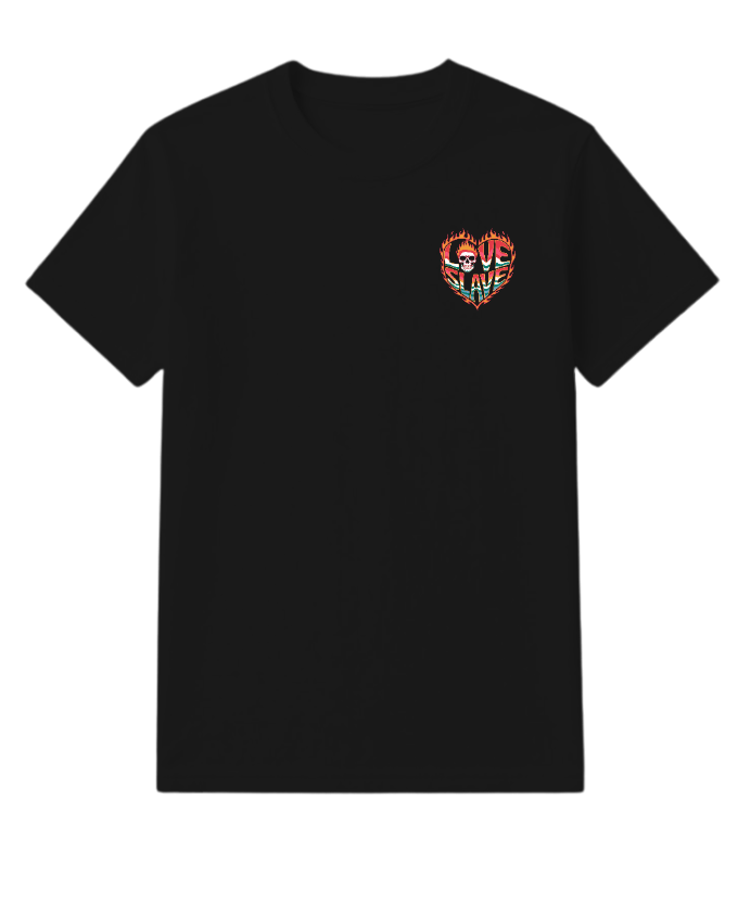 Love Slave Burning Heart Gothic Artwork T-Shirt - Image 3