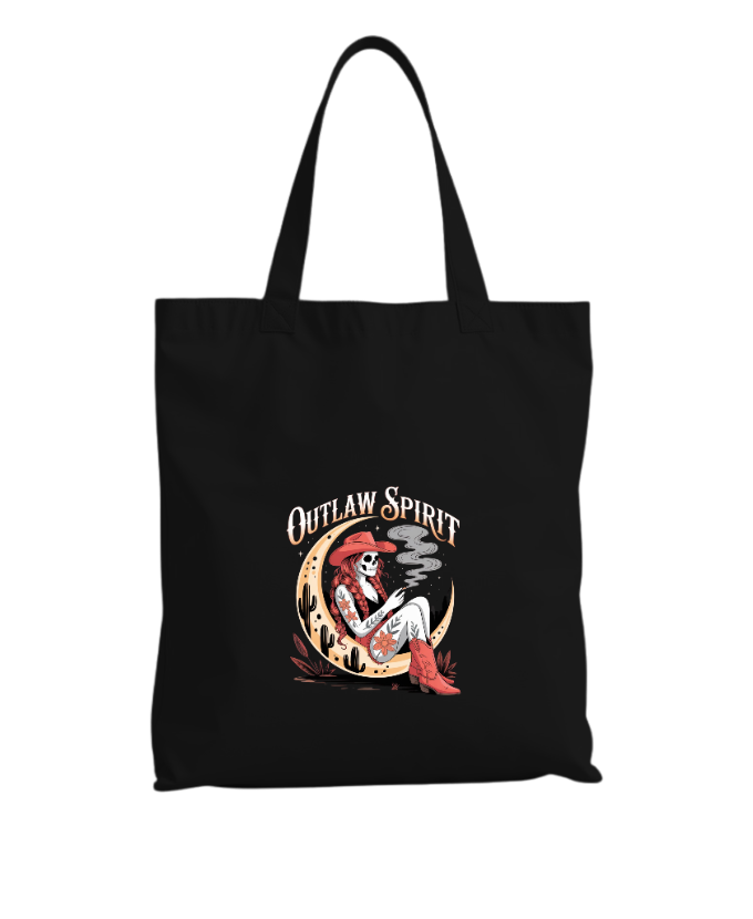 Outlaw Spirit Cowgirl Skeleton Western Style Tote Bag - Image 3
