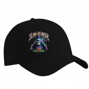 Slim Reaper Grim Reaper Skull With Lightning And Rose Artwork Hat