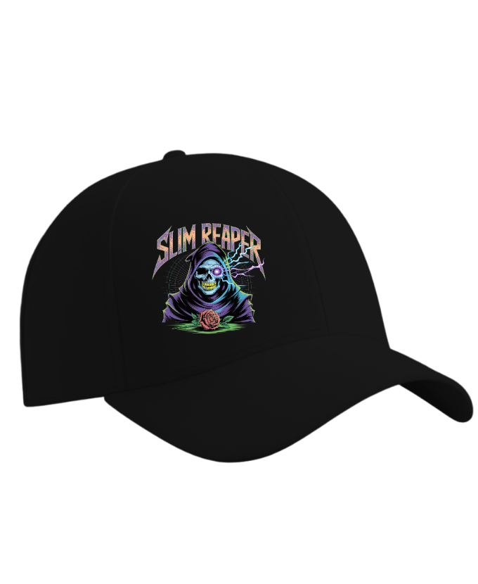 Slim Reaper Grim Reaper Skull With Lightning And Rose Artwork Hat
