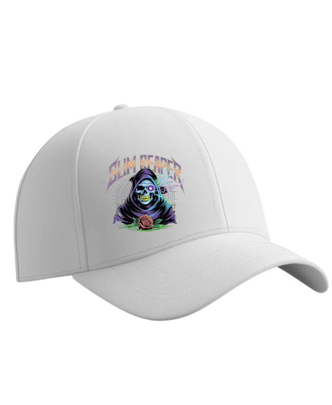 Slim Reaper Grim Reaper Skull With Lightning And Rose Artwork Hat - Image 3