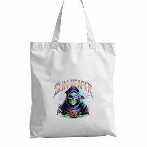 Slim Reaper Grim Reaper Skull With Lightning And Rose Artwork Tote Bag