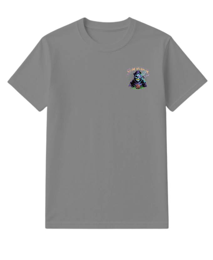 Slim Reaper Grim Reaper Skull With Lightning And Rose Artwork T-Shirt - Image 4