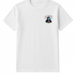 Slim Reaper Grim Reaper Skull With Lightning And Rose Artwork T-Shirt