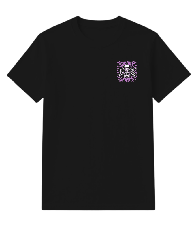 Spooky Season Skeleton Halloween Artwork T-Shirt - Image 3